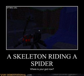 A SKELETON RIDING A SPIDER