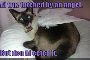 Ai wuz tutched by an angel.
