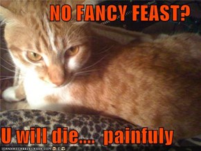 NO FANCY FEAST?  U will die....  painfuly