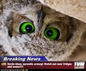 Breaking News - Verde-idous spreadin aroung! Watch out near fridges and ovens!!!!