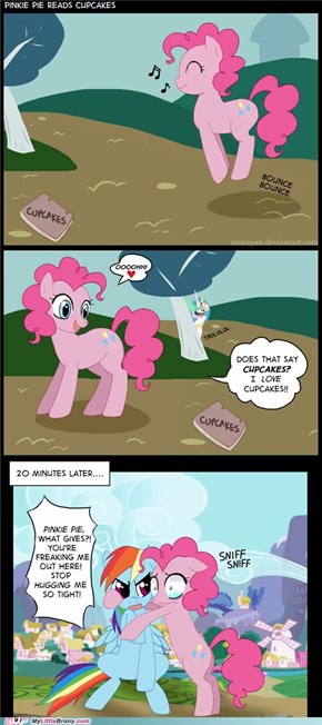Pinkie reads cupcakes