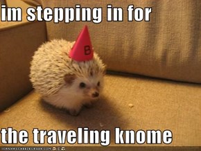 im stepping in for  the traveling knome