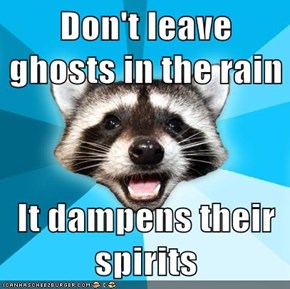 Don't leave ghosts in the rain  It dampens their spirits