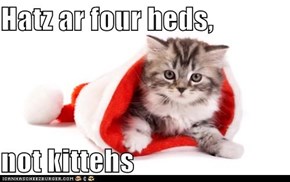 Hatz ar four heds,   not kittehs