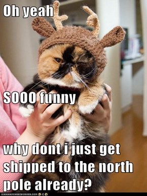 Oh yeah SOOO funny why dont i just get shipped to the north pole already?