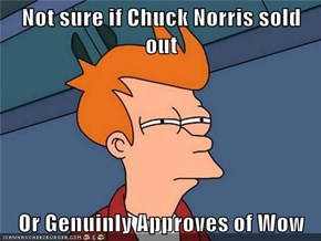 Not sure if Chuck Norris sold out  Or Genuinly Approves of Wow