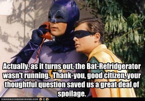 Actually, as it turns out, the Bat-Refridgerator wasn't running.  Thank-you, good citizen, your thoughtful question saved us a great deal of spoilage.