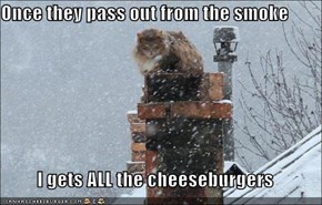 Once they pass out from the smoke  I gets ALL the cheeseburgers