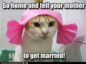 Go home and tell your mother       to get married!