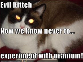 Evil Kitteh Now we know never to... experiment with uranium!