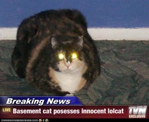 Breaking News - Basement cat posesses innocent lolcat