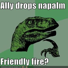 Ally drops napalm  Friendly fire?