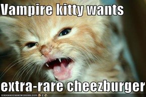 Vampire kitty wants  extra-rare cheezburger