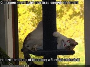 Cinnamon knew if she practiced enough she would  realize her dream of becoming a Play Cat centerfold