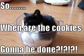 So......... When are the cookies  Gonna be done?!?!?!