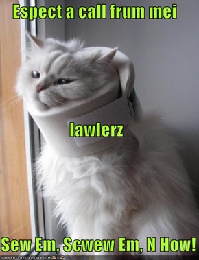 Espect a call frum mei lawlerz Sew Em, Scwew Em, N How!