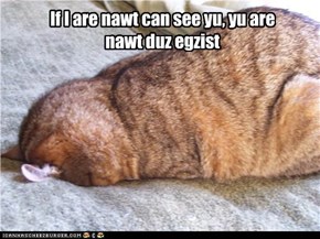 If I are nawt can see yu, yu are nawt duz egzist