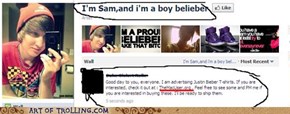 Justin Bieber is found at that site