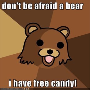 don't be afraid a bear  i have free candy!