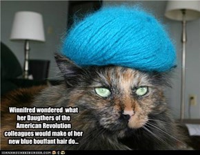 Winnifred wondered  what  her Daugthers of the American Revolution colleagues would make of her new blue bouffant hair do...