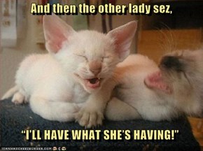 And then the other lady sez,    “I’LL HAVE WHAT SHE’S HAVING!”