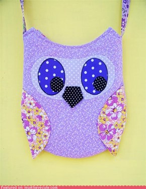 Purple Polka Dot Owl Purse