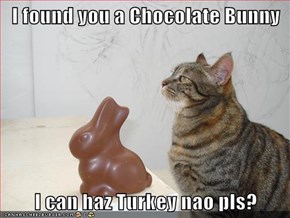 I found you a Chocolate Bunny  I can haz Turkey nao pls?