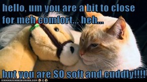 hello, um you are a bit to close for meh comfort... heh...  but you are SO soft and cuddly!!!!