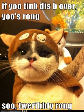 if yoo tink dis b over, yoo's rong  soo, tweribbly rong