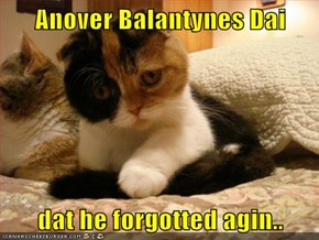 Anover Balantynes Dai  dat he forgotted agin..
