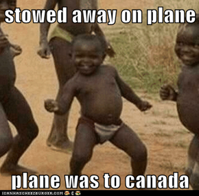 stowed away on plane  plane was to canada