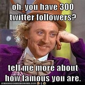 oh, you have 300 twitter followers?  tell me more about how famous you are.
