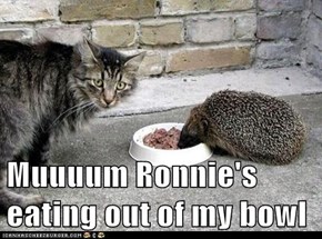 Muuuum Ronnie's eating out of my bowl