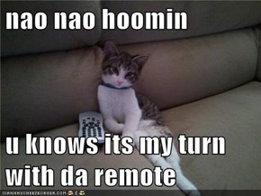 nao nao hoomin  u knows its my turn with da remote