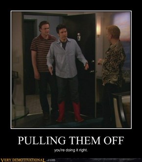 Pulling them off.